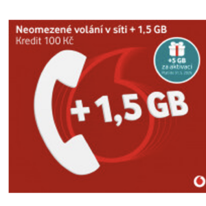 Vodafone SIM Předplacená karta edice Volej 1,5GB + 100 Kč kredit (+ 5GB dat za aktivaci do 31.5.)
