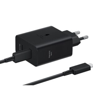 EP-T5020XBE Samsung Dual USB-C 50W Cestovní nabíječka + USB-C Datový Kabel Black