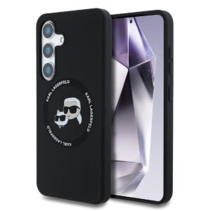 Karl Lagerfeld Liquid Silicone K&CH Heads MagSafe Zadní Kryt pro Samsung Galaxy S25 Black