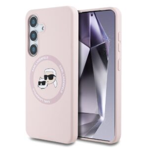 Karl Lagerfeld Liquid Silicone K&CH Heads MagSafe Zadní Kryt pro Samsung Galaxy S25 Pink