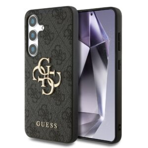 Guess PU 4G Metal Logo Zadní Kryt pro Samsung Galaxy S25 Grey