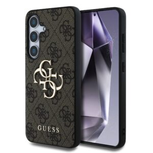 Guess PU 4G Metal Logo Zadní Kryt pro Samsung Galaxy S25+ Brown