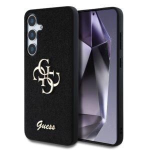 Guess PU Fixed Glitter 4G Metal Logo Zadní Kryt pro Samsung Galaxy S25 Black