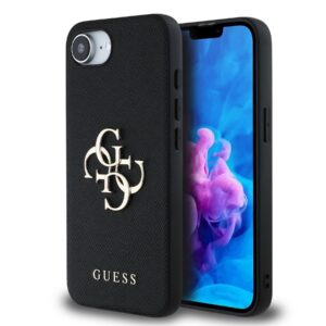 Guess PU Grained 4G Metal Logo Zadní Kryt pro iPhone 16e/17e Black