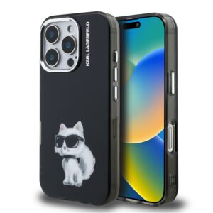 Karl Lagerfeld IML Aquarelle Choupette Zadní Kryt pro iPhone 16 Pro Max Black