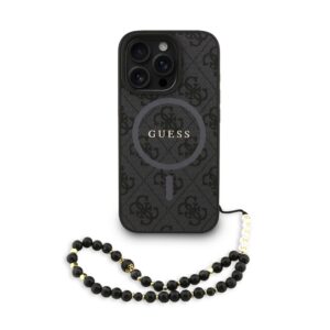 Guess PU Leather 4G Colored Ring Strap MagSafe Zadní Kryt pro iPhone 16 Pro Max Black