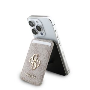 Guess 4G Metal Logo MagSafe Cardslot Peněženka se Stojanem Pink