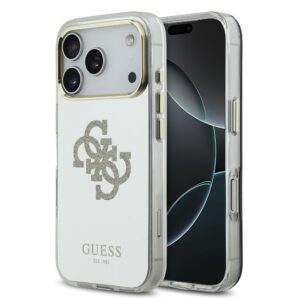 Guess PC/TPU Mirror 4G Glitter Logo MagSafe Zadní Kryt pro iPhone 17 Pro Gold