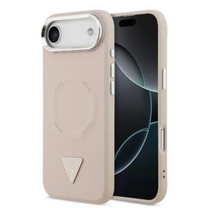 Guess PU Leather Triangle Logo MagSafe Zadní Kryt pro iPhone Air Pink