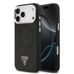 Guess PU Leather Triangle Logo MagSafe Zadní Kryt pro iPhone 17 Pro Black
