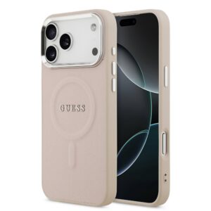 Guess PU Saffiano MagSafe Zadní Kryt pro iPhone 17 Pro Pink