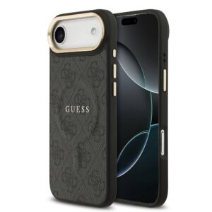 Guess PU Leather 4G Gold Frame MagSafe Zadní Kryt pro iPhone Air Black