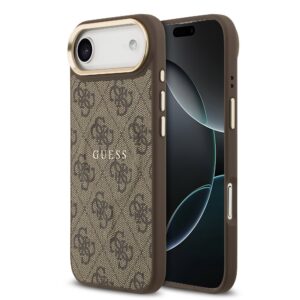Guess PU Leather 4G Gold Frame MagSafe Zadní Kryt pro iPhone Air Brown