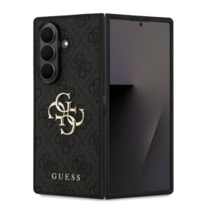 Guess PU 4G Metal Logo Zadní Kryt pro Samsung Galaxy Z Fold 7 Grey