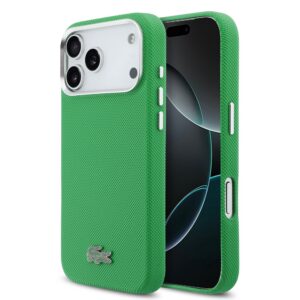Lacoste PVC Iconic Petit Pique Metal Logo MagSafe Zadní Kryt pro iPhone 17 Pro Max Green