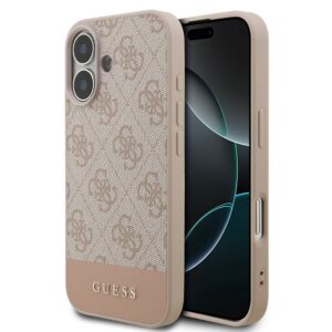 Guess PU 4G Stripe Zadní Kryt pro iPhone 17 Pink
