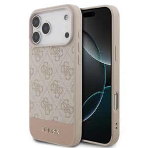 Guess PU 4G Stripe Zadní Kryt pro iPhone 17 Pro Max Pink