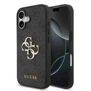 Guess PU 4G Metal Logo Zadní Kryt pro iPhone 17 Grey