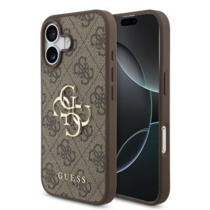 Guess PU 4G Metal Logo Zadní Kryt pro iPhone 17 Brown