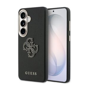 Guess PU Grained 4G Resin Metal Logo Zadní Kryt pro Samsung Galaxy S26+ Black