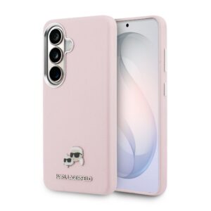 Karl Lagerfeld Grained PU Leather K&CH Heads Magnetic Zadní Kryt pro Samsung Galaxy S26 Pink