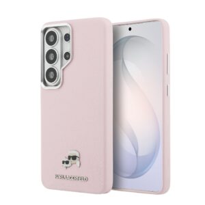 Karl Lagerfeld Grained PU Leather K&CH Heads Magnetic Zadní Kryt pro Samsung Galaxy S26 Ultra Pink