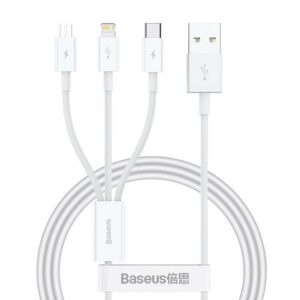 Baseus Superior Series Fast Charging Datový Kabel USB-A - USB-C/microUSB/Lightning 3.5A 1m Stellar White