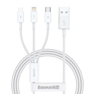 Baseus Superior Series Fast Charging Datový Kabel USB-A - USB-C/microUSB/Lightning 3.5A 0.5m Stellar White