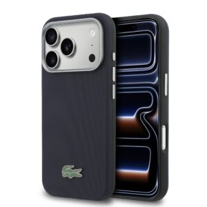Lacoste PVC Petit Pique Semi Wrap MagSafe Zadní Kryt pro iPhone 17 Pro Navy