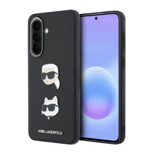 Karl Lagerfeld Liquid Silicone Metal Karl and Choupette Zadní Kryt pro Samsung Galaxy A57 Black