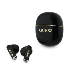 Guess Gold Line Glossy Classic Logo TWS Bezdrátová Sluchátka Black