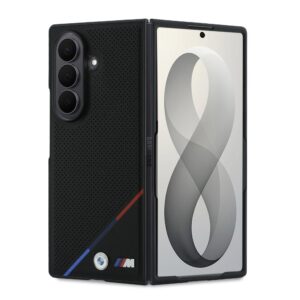 BMW M PU Perforated Tricolor Stripe Magnetic Zadní Kryt pro Samsung Galaxy Z Fold 8 Ultra Black
