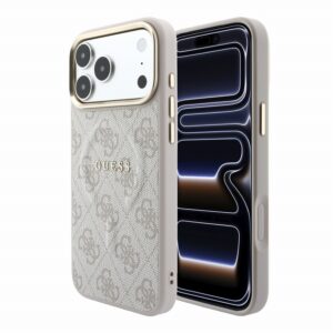 Guess PU Leather 4G Gold Frame Embossed MagSafe Zadní Kryt pro iPhone 18 Pro Max Pink