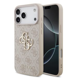 Guess PU 4G Metal Logo Zadní Kryt pro iPhone 18 Pro Max Pink