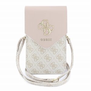 Guess PU Leather+Grained 4G Metal Logo Taška na Telefon Pink