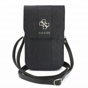 Guess PU 4G Peony Stripe Metal Logo Taška na Telefon Black