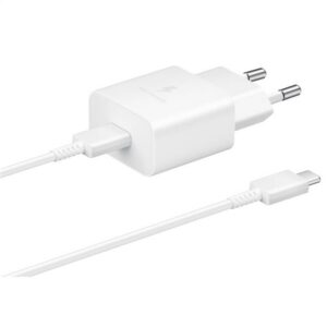 EP-T1510EWE + EP-DA705BWE Samsung 15W Cestovní nabíječka + USB-C/USB-C Datový Kabel White (OOB Bulk)