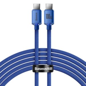 Baseus CAJY000703 Crystal Shine Series Datový Kabel USB-C - USB-C 100W 2m Blue
