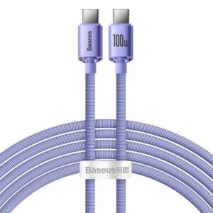 Baseus CAJY000705 Crystal Shine Series Datový Kabel USB-C - USB-C 100W 2m Purple