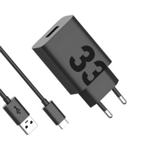 MC-332L Motorola TurboPower USB-A 33W Cestovní Nabíječka + USB-C Datový Kabel Black