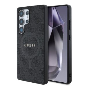 Guess PU Leather 4G Colored Ring MagSafe Zadní Kryt pro Samsung Galaxy S25 Ultra Black