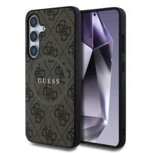 Guess PU Leather 4G Colored Ring MagSafe Zadní Kryt pro Samsung Galaxy S25 Brown