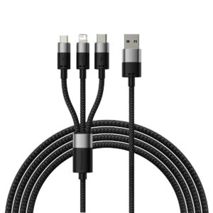 Baseus StarSpeed 3v1 Fast Charging Datový Kabel USB-A - USB-C/Lightning/MicroUSB 20W 3.5A 1.2m Black