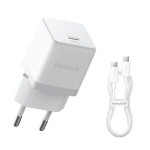 Baseus Palm Fast Nabíječka USB-C 20W + Datový Kabel USB-C/USB-C 1m White