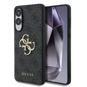 Guess PU 4G Metal Logo Zadní Kryt pro Samsung Galaxy S25 Edge Grey
