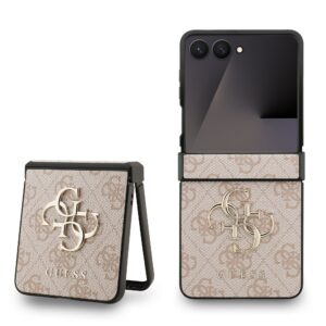 Guess PU 4G Metal Logo Zadní Kryt pro Samsung Galaxy Z Flip 7 Pink