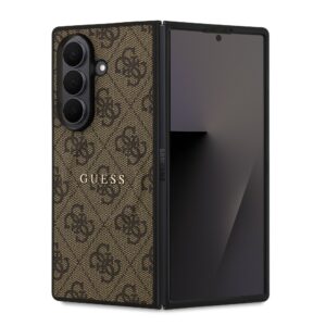 Guess PU Leather 4G Colored Ring Magnetic Zadní Kryt pro Samsung Galaxy Z Fold 7 Brown