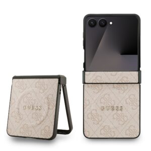 Guess PU Leather 4G Colored Ring Magnetic Zadní Kryt pro Samsung Galaxy Z Flip 7 Pink