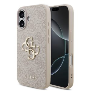 Guess PU 4G Metal Logo Zadní Kryt pro iPhone 17 Pink