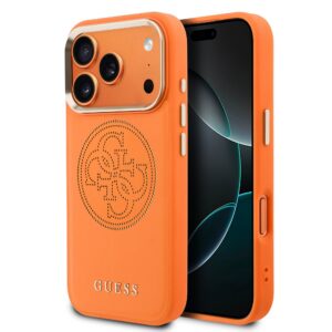 Guess PU Perforated 4G Logo MagSafe Zadní Kryt pro iPhone 17 Pro Max Orange